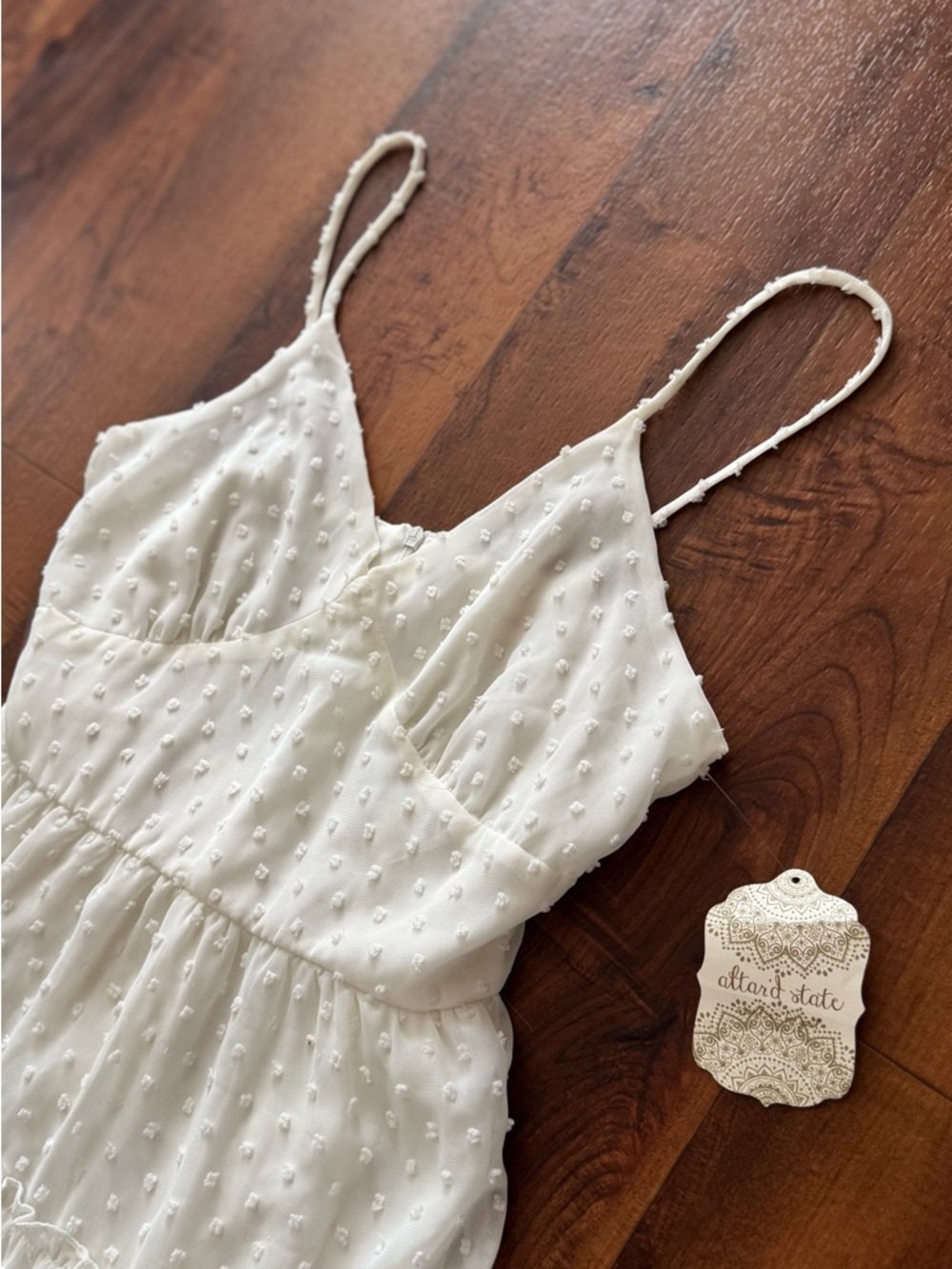 Altar'd State White Swiss Dot Tiered Mini Dress Womens Small NWT RARE - Picture 2 of 5